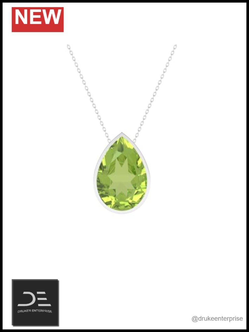 Natural Peridot Slider Pendant Necklace in Sterling Silver, Women's Birthstone